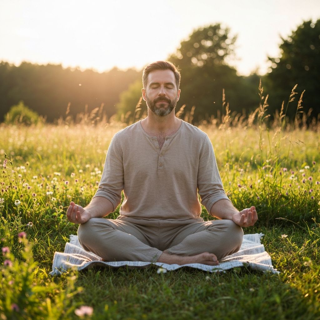 Man practicing mindfulness outdoors